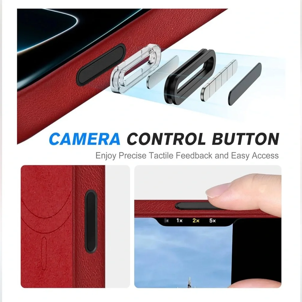 iPhone 17 PRO Protective Leather Case-RETRO RED